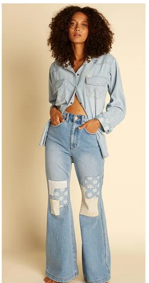 Billabong x Wrangler Patch Flare Jeans Size 25 thumbnail 1