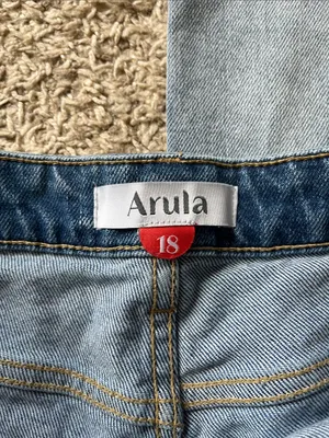 Arula Women's Light Wash Distressed Wide Leg Denim Jeans - Size 18 thumbnail 12