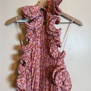 Amur‎ Mimi Halter Ruffle Pleated Mini Dress thumbnail 4