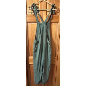 Aerie Lightweight Rolled Leg Overalls Green XS Tie Shoulder Jumpsuit Pockets‎ thumbnail 3