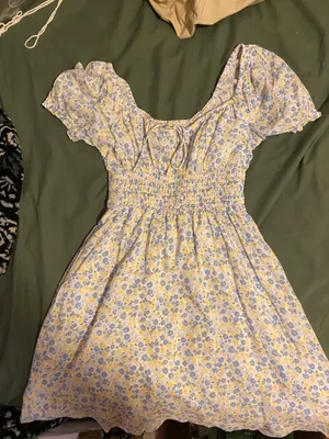 Hollister Blue and Yellow Floral Mini Dress thumbnail 5