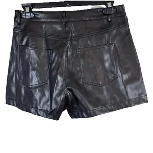 AKIRA Black PU Leather Mini Shorts Women’s Medium High Rise Y2K Clubwear Moto thumbnail 11