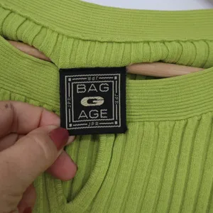 Baggage JPR Top Womens Small Ribbed Keyhole Buckle Lime Green 3/4 Sleeve Good thumbnail 4