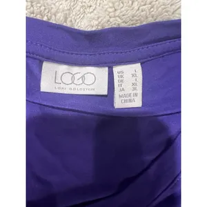 LOGO by Lori Goldstein QVC Rayon Purple Top with Tie-Dye Mesh Hem Size Large thumbnail 6