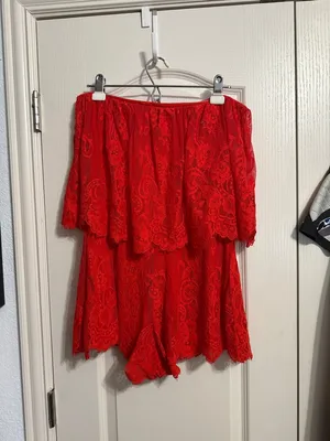 Lovers + Friends Kristine Red Lace‎ Romper Preppy Summer Resort thumbnail 3