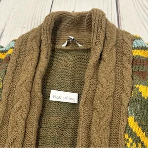 BKE Buckle Sweater Womens‎ Large Brown Mustard Button Up Cardigan Bohemian Knit thumbnail 3