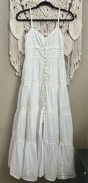 Mango White Cotton Tiered Dress thumbnail 1