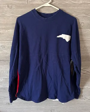 ROYCE North Carolina spirit jersey Long‎ Sleeve Blue Tee Casual size small thumbnail 1