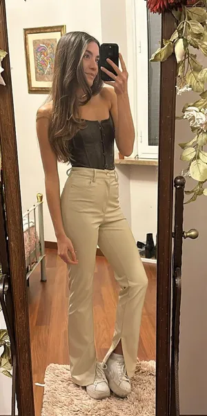 Zara Faux Leather Pants Cream thumbnail 2