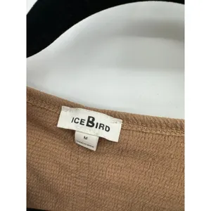 Ice Bird Camel Gauze Peplum Top Boho‎ Oversized Raw Hem Cottagecore Sz M thumbnail 6