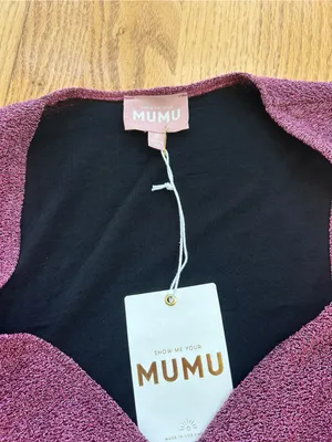 Show‎ Me Your Mumu Kimora Mini Dress S Pink Shimmy Shine Metallic Wrap NWT thumbnail 5