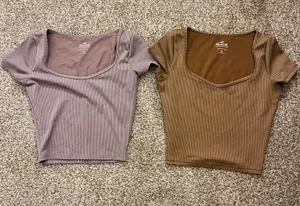 Hollister purple & brown crop top (both) thumbnail 1