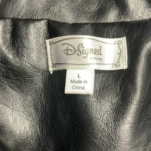 Disney D-Signed Girls Black Faux Leather Moto Jacket Gold Heart Embroidered L thumbnail 4