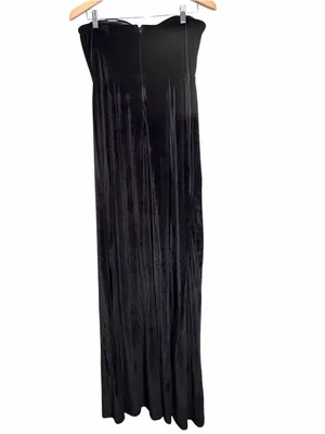 LULUS Women’s Elegant Class Sleeveless Black Velvet Strapless Maxi Dress Size L thumbnail 10