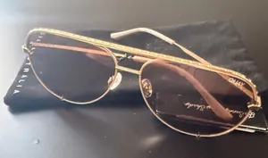 Quay High Key Rivet Gold Tan Aviator Sunglasses Women's thumbnail 1