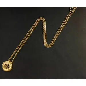Christian Dior CD logo gold and crystal necklace thumbnail 6
