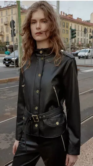 Nwt Zara Black Faux Leather Belted Jacket / Shirt S thumbnail 1