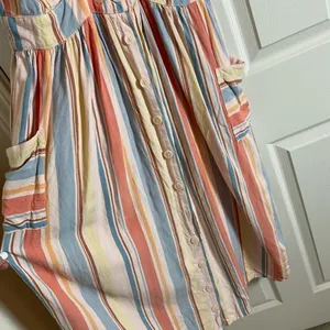 a.n.a Striped Linen Blend Midi Dress Open Back Pockets Women’s Size M thumbnail 10