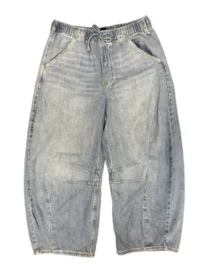 Gap Mid Rise UltraSoft Easy Horseshoe Jeans Drawstring Light Wash Blue Small thumbnail 4