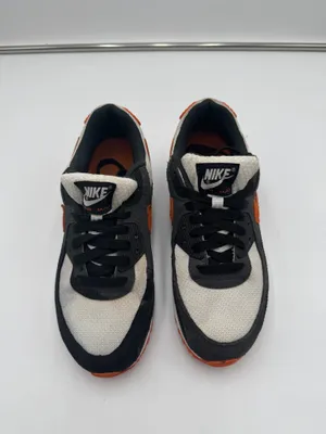 Nike Air Max 90 Sneakers Size 7.5 Black Orange White DM0029-101 thumbnail 2