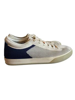 Rothy’s The Court Sneaker Cream Navy Knit Lace-Up Shoes Women’s Size 9 thumbnail 4