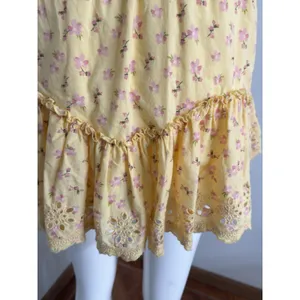 Aeropostale Womens Mini Skirt Size XS Yellow Floral Ruffle Tiered Eyelet Lace thumbnail 8