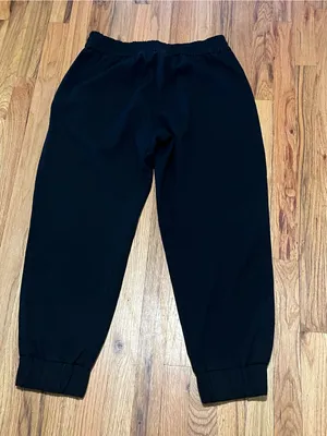 Zara Black Jogger Pants Size L Drawstring High Rise Cuffed Loungewear thumbnail 3
