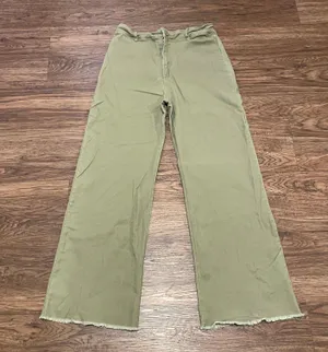 Miss Love Wide Leg High Waist Stretchy Pants Olive Green Size Large thumbnail 2