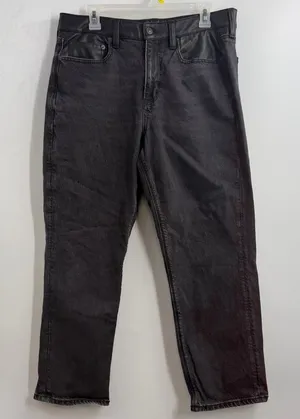 American Eagle Super High Rise Ankle Straight Jeans 12 Black Vegan Leather thumbnail 1