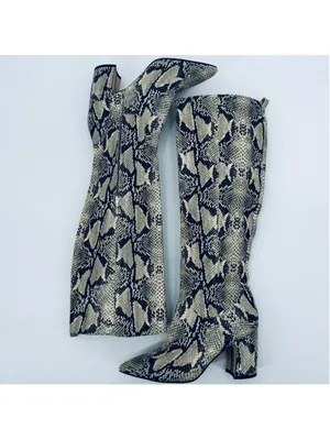 Sam Edelman Snake Print Hai Boots, Beige Black Size 7.5 thumbnail 7