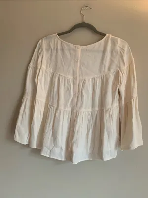 Madewell NWT Women's Cream Tiered Peasant Blouse Shirt Size XS Fall Winter thumbnail 3