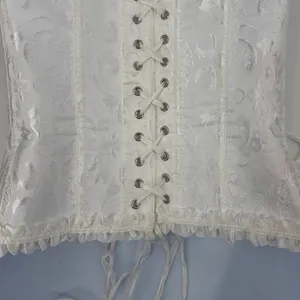 Y2K Coquette Cream Corset Top Sz S Bustier Lace Up Fairycore Bridal Goth thumbnail 7