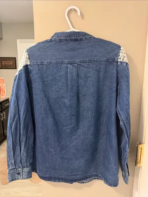 Myra Denim & Crochet Lace Western Button-Down Shirt - L Texas Nashville rodeo thumbnail 8