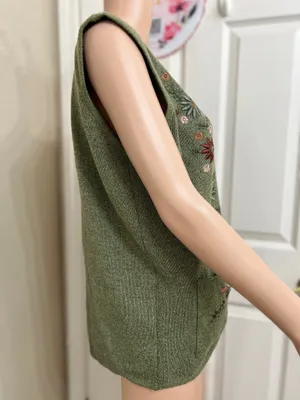 Vest with embroidered detail Green Size M thumbnail 2