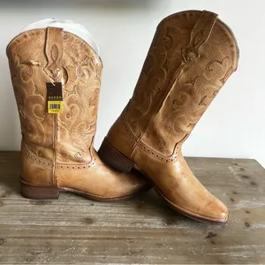 ROPER NEW Women’s Lindsey Tan Leather Square Toe Boot Size 9 #B1657A thumbnail 7