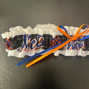NY New York Mets Baseball MLB Women's‎ Blue and Orange Ruffled Garter NWOT thumbnail 4