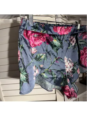 Victoria's Secret satin floral shorts pj bottom sexy boho fairy festival sz L thumbnail 3