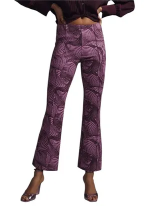 Anthropologie Maeve Purple Swirl Pullon Boot Cut Pants S thumbnail 1