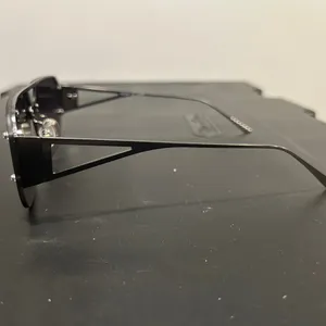 Sojos Black Aviator-Inspired Rimless Sunglasses thumbnail 5