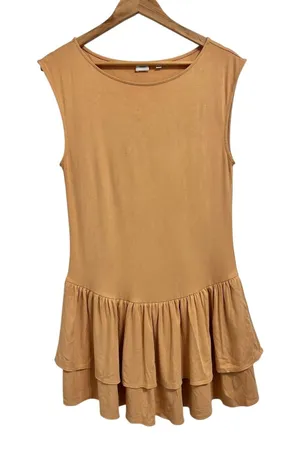 Wilfred Aritzia GoodLux Bloomsbury Dress size L mini ruffle‎ tiered orange thumbnail 1