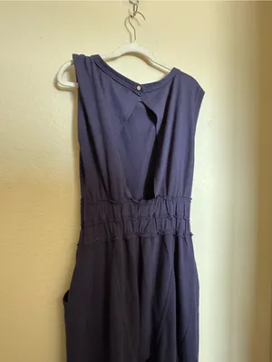 Free People Jamie Jumpsuit Sz Small Navy Blue Open Back Boho thumbnail 10