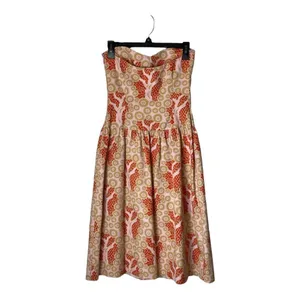 Tibi Strapless Dress Women 2 Pink Tan Floral Cotton Fit Flare Mini Luxury Boho thumbnail 5