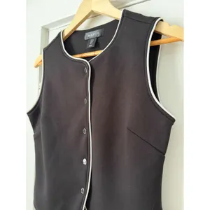 Bailey 44 Black White Contrast Piping Button Front Sleeveless Vest Top Small thumbnail 7