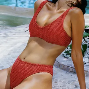 Berlook Red Crochet V-neck Underwire Bikini SET 1130 thumbnail 1