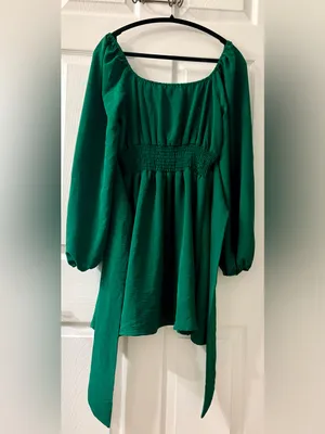 Pie in the Sky Emerald Green Long Sleeve Women's Dress- size L thumbnail 2
