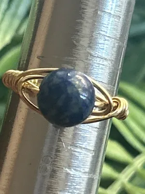 Handmade 💍 Handcrafted Lapis Lazuli Wire Wrapped Crystal Ring size 7.25 thumbnail 3