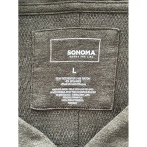 Sonoma Hoodie Large Excellent Olive Green Raglan Sleeve V-Neck Pullover Top thumbnail 3