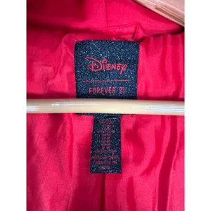 Disney Forever 21 Mickey Mouse Red Faux Fur Cropped Hooded Jacket Women’s M thumbnail 10
