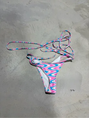 Frankies bikinis x wildflower Tie-Waist Bikini Bottom Pastel Swirl small thumbnail 2