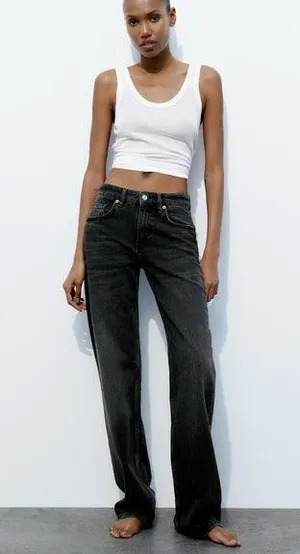 ZARA New - Full Length TRF Mid Rise Wide Leg Jeans thumbnail 1
